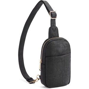 Women's Faux Leather Crossbody Sling Bag Small Fanny Pack with Multiple Pockets